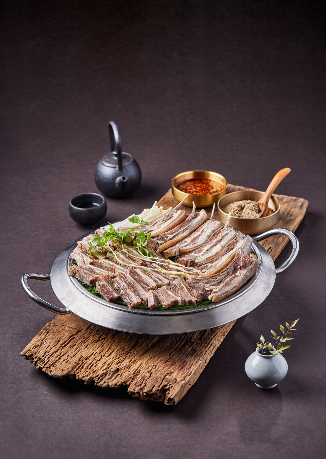 염소갈비 수육 플레이팅