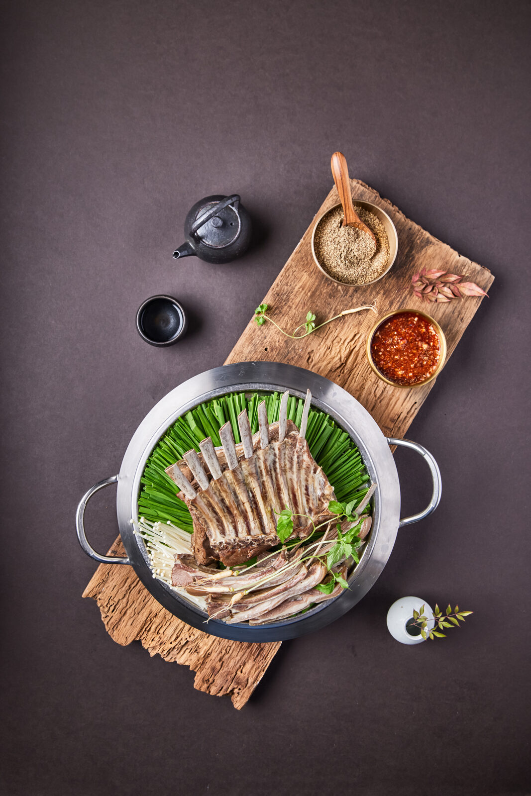 염소갈비 수육 풀 플레이팅